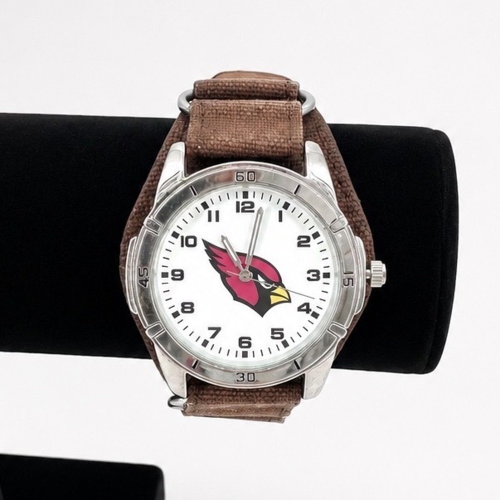 Vintage Arizona Cardinals Mens Watch Brown Canvas Cuff Band NFL Game Time NFL